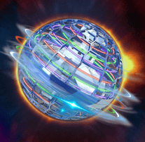 This image is a screenshot of the cosmic globe spinning, with many colors being portrayed.